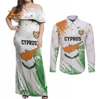 Custom Cyprus Couples Matching Off Shoulder Maxi Dress and Long Sleeve Button Shirt Sporty Style - Wonder Print Shop