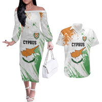 Custom Cyprus Couples Matching Off The Shoulder Long Sleeve Dress and Hawaiian Shirt Sporty Style - Wonder Print Shop