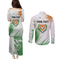 Custom Cyprus Couples Matching Puletasi and Long Sleeve Button Shirt Sporty Style - Wonder Print Shop
