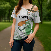 Custom Cyprus Cross Shoulder Shirt Sporty Style - Wonder Print Shop