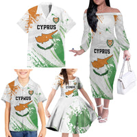 Custom Cyprus Family Matching Off The Shoulder Long Sleeve Dress and Hawaiian Shirt Sporty Style - Wonder Print Shop