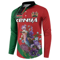 Personalized Kenya Lilac Breasted Roller Button Sweatshirt With Violet Flowers - Wonder Print Shop