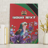 Personalized Kenya Lilac Breasted Roller Canvas Wall Art With Violet Flowers - Wonder Print Shop