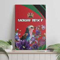 Personalized Kenya Lilac Breasted Roller Canvas Wall Art With Violet Flowers - Wonder Print Shop