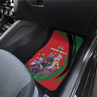 Personalized Kenya Lilac Breasted Roller Car Mats With Violet Flowers - Wonder Print Shop