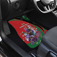 Personalized Kenya Lilac Breasted Roller Car Mats With Violet Flowers - Wonder Print Shop