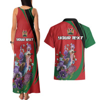 Personalized Kenya Lilac Breasted Roller Couples Matching Tank Maxi Dress and Hawaiian Shirt With Violet Flowers - Wonder Print Shop