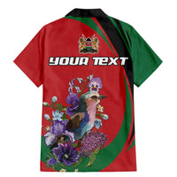 Personalized Kenya Lilac Breasted Roller Family Matching Mermaid Dress and Hawaiian Shirt With Violet Flowers - Wonder Print Shop