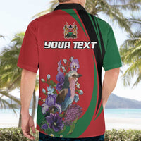 Personalized Kenya Lilac Breasted Roller Hawaiian Shirt With Violet Flowers - Wonder Print Shop