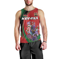 Personalized Kenya Lilac Breasted Roller Men Tank Top With Violet Flowers - Wonder Print Shop