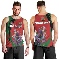 Personalized Kenya Lilac Breasted Roller Men Tank Top With Violet Flowers - Wonder Print Shop