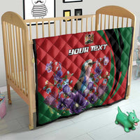 Personalized Kenya Lilac Breasted Roller Quilt With Violet Flowers - Wonder Print Shop