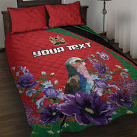 Personalized Kenya Lilac Breasted Roller Quilt Bed Set With Violet Flowers - Wonder Print Shop