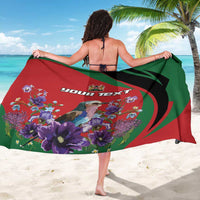 Personalized Kenya Lilac Breasted Roller Sarong With Violet Flowers - Wonder Print Shop