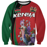 Personalized Kenya Lilac Breasted Roller Sweatshirt With Violet Flowers - Wonder Print Shop