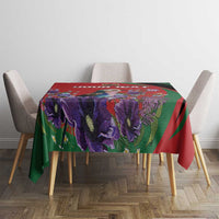 Personalized Kenya Lilac Breasted Roller Tablecloth With Violet Flowers - Wonder Print Shop