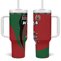 Kenya Lilac Breasted Roller Tumbler With Handle With Violet Flowers - Wonder Print Shop