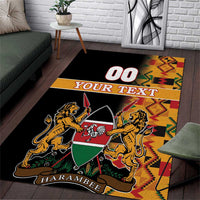 Custom Kenya Coat Of Arms Area Rug With Kente Patterns - Wonder Print Shop