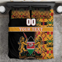 Custom Kenya Coat Of Arms Bedding Set With Kente Patterns - Wonder Print Shop