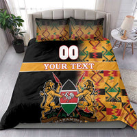 Custom Kenya Coat Of Arms Bedding Set With Kente Patterns - Wonder Print Shop