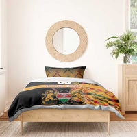 Custom Kenya Coat Of Arms Bedding Set With Kente Patterns - Wonder Print Shop
