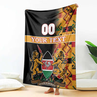 Custom Kenya Coat Of Arms Blanket With Kente Patterns