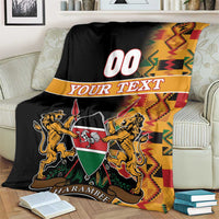 Custom Kenya Coat Of Arms Blanket With Kente Patterns