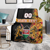 Custom Kenya Coat Of Arms Blanket With Kente Patterns