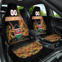 Custom Kenya Coat Of Arms Car Seat Cover With Kente Patterns - Wonder Print Shop