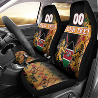 Custom Kenya Coat Of Arms Car Seat Cover With Kente Patterns - Wonder Print Shop