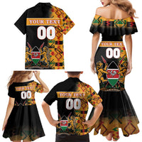 Custom Kenya Coat Of Arms Family Matching Mermaid Dress and Hawaiian Shirt With Kente Patterns - Wonder Print Shop