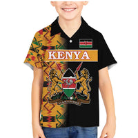 Custom Kenya Coat Of Arms Family Matching Mermaid Dress and Hawaiian Shirt With Kente Patterns - Wonder Print Shop