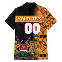Custom Kenya Coat Of Arms Family Matching Off Shoulder Maxi Dress and Hawaiian Shirt With Kente Patterns - Wonder Print Shop