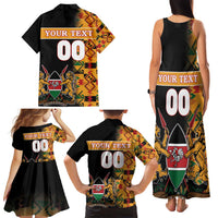 Custom Kenya Coat Of Arms Family Matching Tank Maxi Dress and Hawaiian Shirt With Kente Patterns - Wonder Print Shop