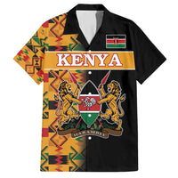 Custom Kenya Coat Of Arms Family Matching Tank Maxi Dress and Hawaiian Shirt With Kente Patterns - Wonder Print Shop