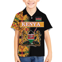 Custom Kenya Coat Of Arms Hawaiian Shirt With Kente Patterns - Wonder Print Shop
