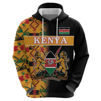 Custom Kenya Coat Of Arms Hoodie With Kente Patterns - Wonder Print Shop