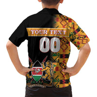 Custom Kenya Coat Of Arms Kid Hawaiian Shirt With Kente Patterns - Wonder Print Shop