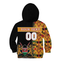 Custom Kenya Coat Of Arms Kid Hoodie With Kente Patterns - Wonder Print Shop