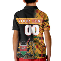 Custom Kenya Coat Of Arms Kid Polo Shirt With Kente Patterns - Wonder Print Shop