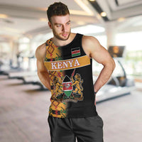 Custom Kenya Coat Of Arms Men Tank Top With Kente Patterns - Wonder Print Shop