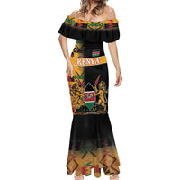 Custom Kenya Coat Of Arms Mermaid Dress With Kente Patterns - Wonder Print Shop