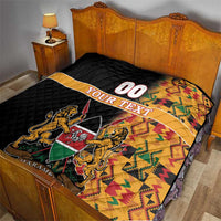 Custom Kenya Coat Of Arms Quilt With Kente Patterns - Wonder Print Shop