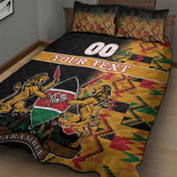 Custom Kenya Coat Of Arms Quilt Bed Set With Kente Patterns - Wonder Print Shop