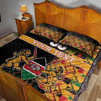 Custom Kenya Coat Of Arms Quilt Bed Set With Kente Patterns - Wonder Print Shop