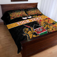 Custom Kenya Coat Of Arms Quilt Bed Set With Kente Patterns - Wonder Print Shop