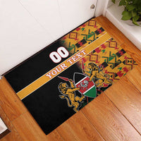 Custom Kenya Coat Of Arms Rubber Doormat With Kente Patterns - Wonder Print Shop