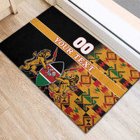 Custom Kenya Coat Of Arms Rubber Doormat With Kente Patterns - Wonder Print Shop