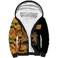 Custom Kenya Coat Of Arms Sherpa Hoodie With Kente Patterns - Wonder Print Shop
