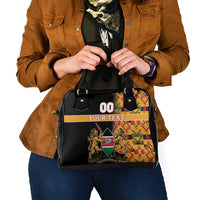 Custom Kenya Coat Of Arms Shoulder Handbag With Kente Patterns